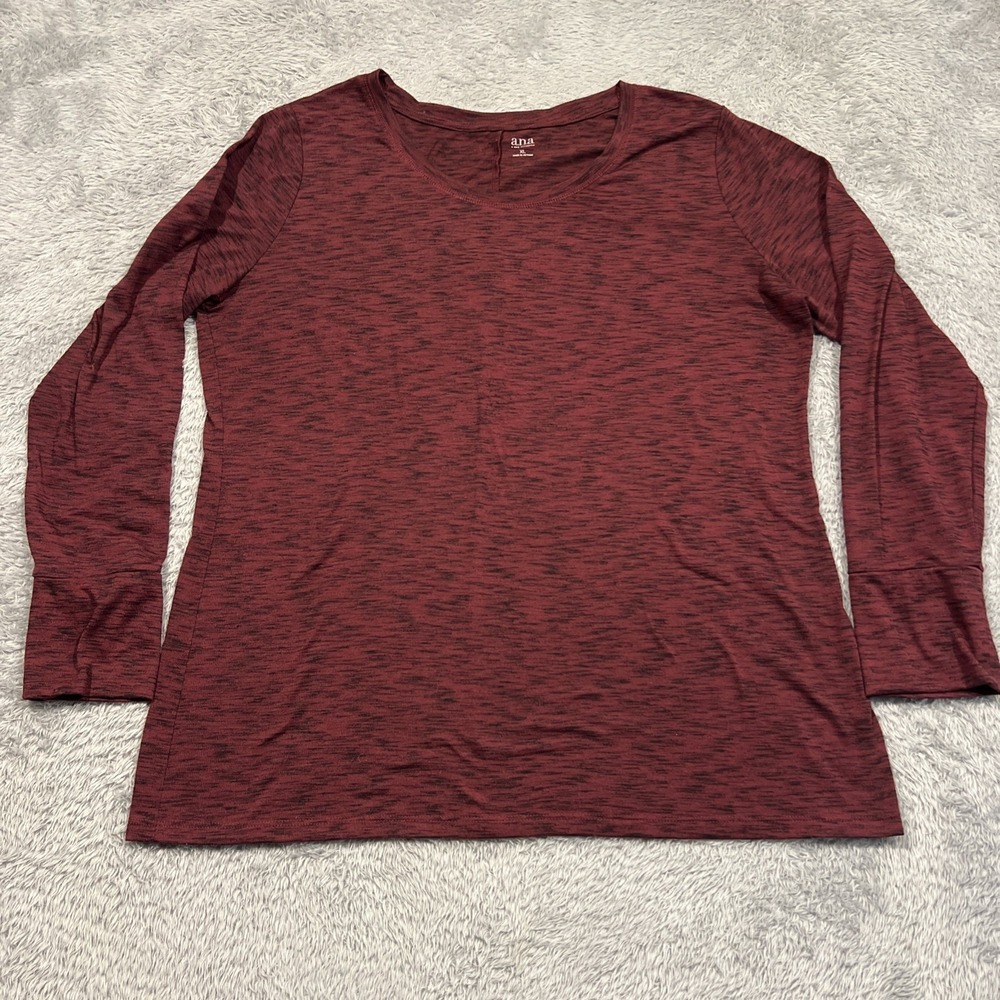 a.n.a Top Space Dye Scoop Neck Casual Everyday Layering Burgundy Red Womens XL